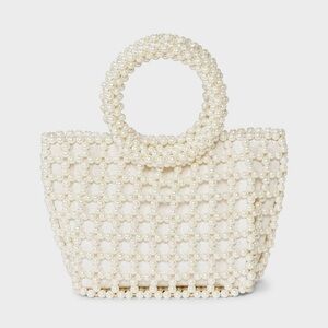 A New Day™Mini Pearl Beaded Bucket Bag Ivory NWT